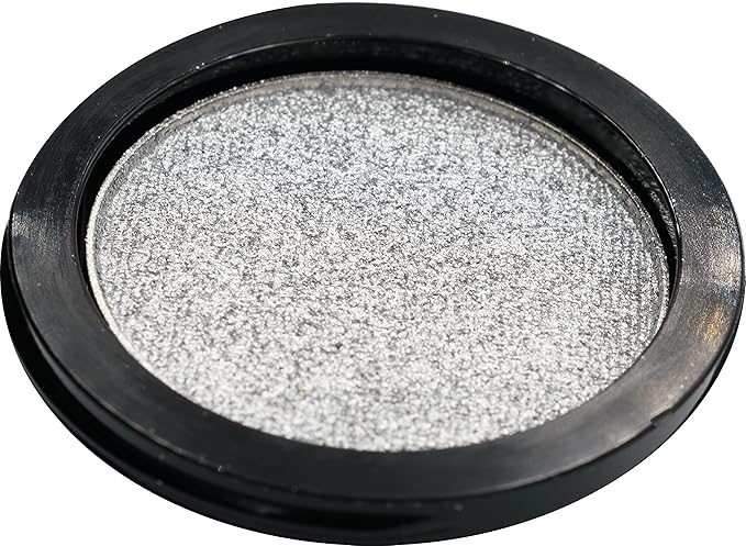 Bright Cool Silver Grey Glitz Shimmering Metallic Pressed Powder Single Vegan Eyeshadow; Talc, Paraben & Cruelty Free