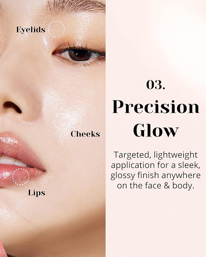 Glint Liquid Gel Highlighter (Glosser, 0.1oz) - Multi-Use Face & Body Gloss for Smooth Glow, Long-Lasting Illuminator Balm for Healthy Radiance. Korean Makeup. Eyes, Cheeks, Nose