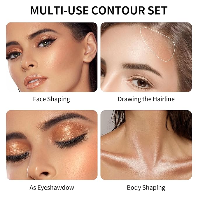 FV 2-Pack Contour and Highlighter Stick, Creamy, Waterproof, Long-Lasting - Natural Finish for Face Sculpting & Glow - Easy Blendable Contouring Stick, Travel-Friendly, 04 Light Amber & 03 Champagne