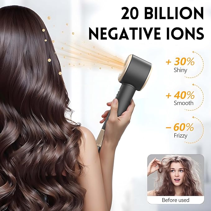 Diffuser Hair Dryer, Secador de pelo Profesiona, Lescolton Ionic Blow Dryer with High Speed 110, 000 RPM Brushless Motor for Fast Drying, Intelligent Thermo-Control Hair Dryer with 4 Attachments (097)