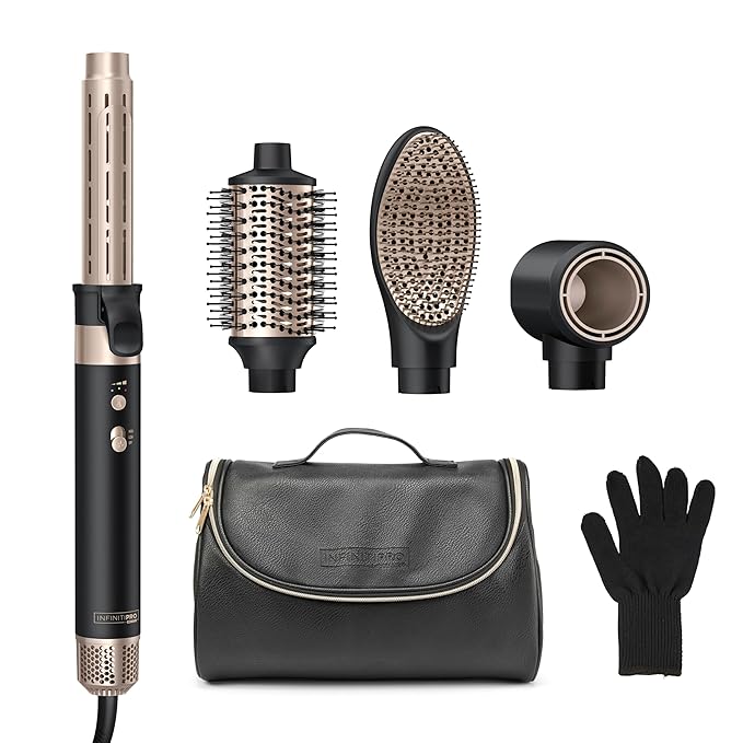 Infiniti PRO CONAIR™ Wet-to-Dry Styling Wand, Multi Hair Styling Tool for Curls, Waves, Blowouts, and Volume, 4 Attachments & Storage Bag, Amazon Exclusive, Black
