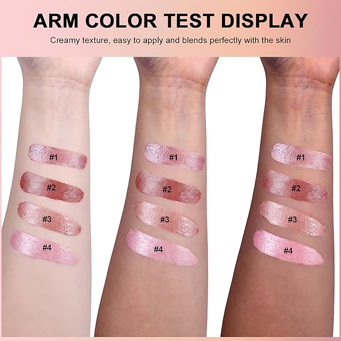 4 Color Multi Glow Blush BalmFace Makeup, Face Creamy Blush for Women Cheek Lip Eye, Lightweight & Blendable Color Blush Palette for All Skin Types(04 Pink Camellia)