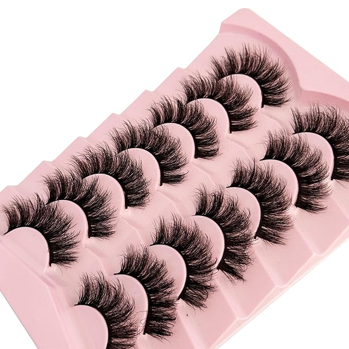 Mink Lashes Fluffy Yasnai False Eyelashes Wispy 3D Volume Thick Lashes 20mm Fake Lashes Natural Look Eyelashes 7 Pairs Pack