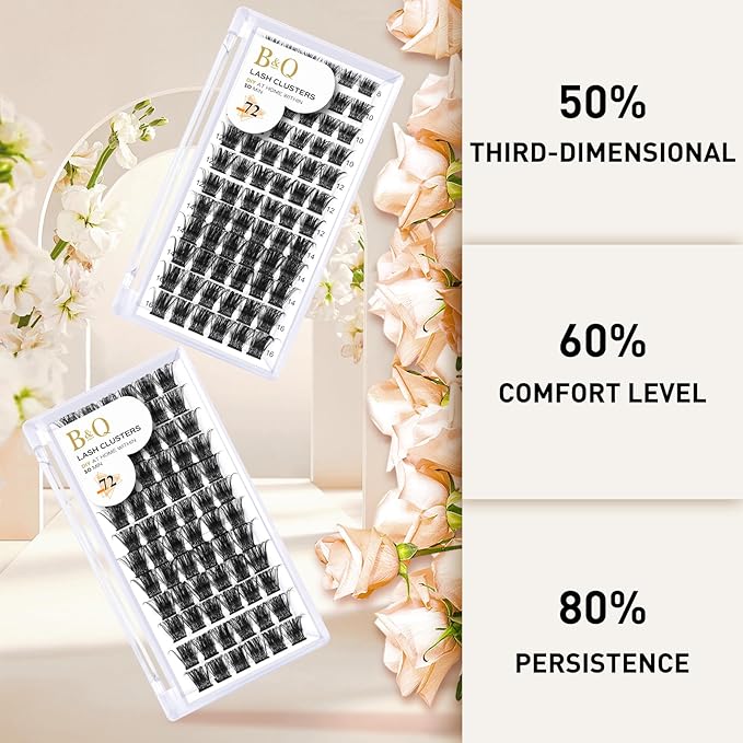 Lash Clusters B07 D Curl 18mm DIY Eyelash Extensions 72 Clusters Lashes C D Curl B&Qaugen LASH Mega Volume Individual Lashes Eyelash Clusters Extensions Individual Lashes Cluster at Home (B07,D-18mm)