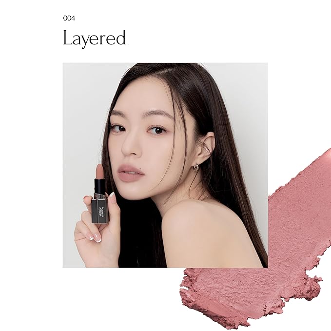 Moodwear Blur Lip Stick – Soft Blurring Tint, Long-Lasting Hydrating, Waterproof K-Beauty – MLBB & Bold Red Shades (Sleek Metallic Design) (Soft Matte Blurring Effect) (004 LAYERED)