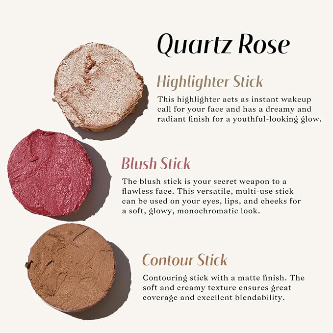 KIMUSE Multi Stick Trio Face Makeup, Cream Blush Stick for Cheeks & Lips, Contour Stick & Highlighter Makeup Sticks for All Skin