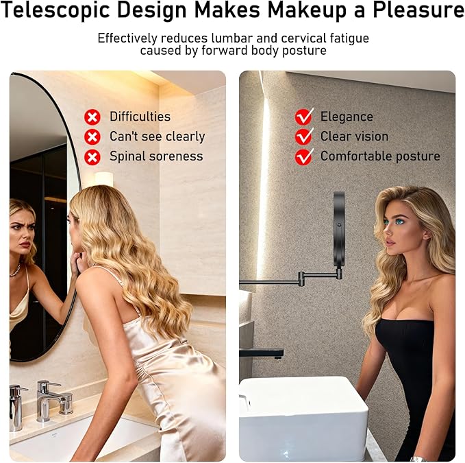 Wall Mounted Makeup Mirror with Magnification, 30X Magnifying Mirror for Wall, Bathroom Mirror for Shaving, Vanity Mirror Wall Mounted for Daily use, 8 Inch