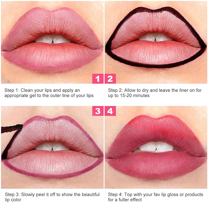 Lip Stain Peel Off - Long Wear Tattoo Lip Liner, Waterproof & Transfer-proof Peel Off Lip Stain with Matte Finish, Lip Tint For All Skin Types (Nude, 1 Count(Pack of 1))