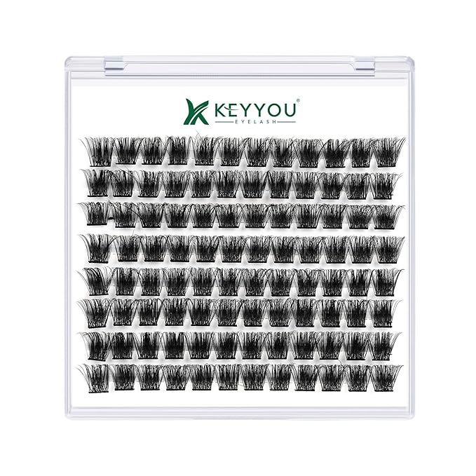 Lash Clusters,96 Pcs Cluster Lashes D Curl 12mm DIY Lash Extensions Eyelash Clusters,KEYYOU Volume Wispy Individual Lashes Soft&Comfortable Easy DIY at Home(Y05,D-12mm)