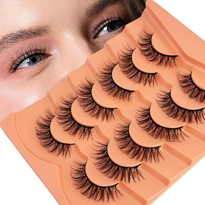 Wispy Lashes False Eyelashes Natural Look, Yasnai Lash Fake Lashes Volume Lashes, Natural Eyelash Strips Lashes Natural Eyelashes 6 Pairs Pack