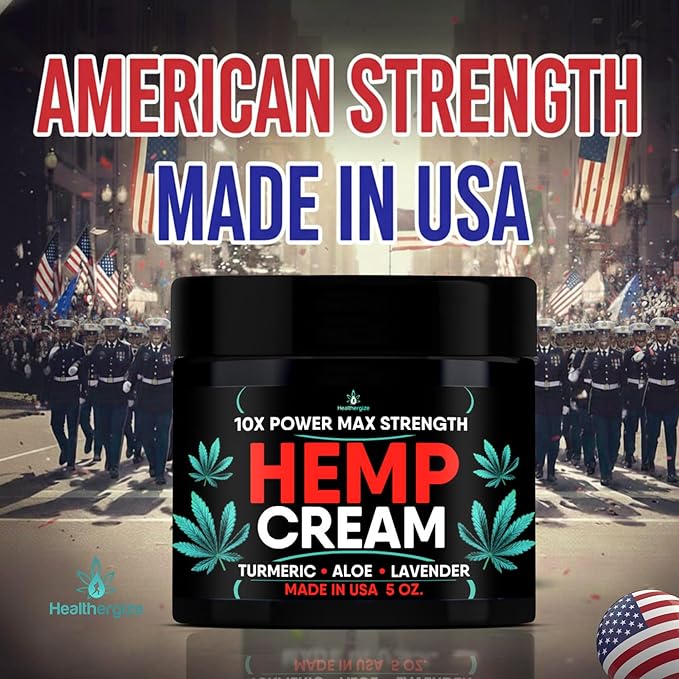 Hemp Cream Maximum Strength-Full Body Hemp Lotion Relief-Instant Results-Hemp Oil Infused-Lavender, Aloe, Turmeric, Aches, Muscles, Joints, Back, Knees, Neck-Made in USA