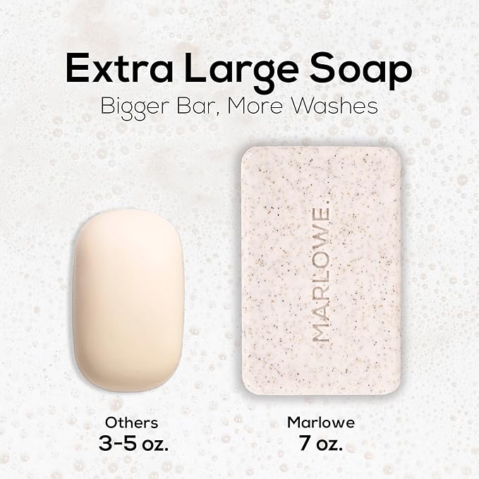 MARLOWE. No. 102 Body Scrub Soap 7 oz (6 Bars) Exfoliating Soap Bar with Shea Butter, Olive Oil & Green Tea, Cleanses & Smooths, Sage & Fir Scent
