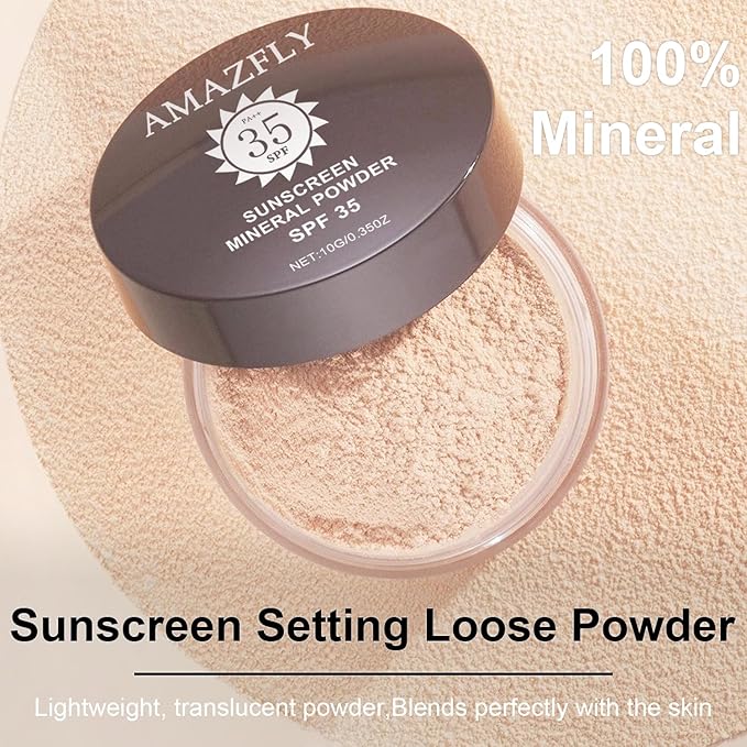 Mineral Setting Powder, SPF 35, Talc-Free Lightweight Loose Powder for a Smooth & Matte Finish - Oil Free, Skin-improving Mineral Blurring Finishing Powder (#01 Translucent Setting Makeup)