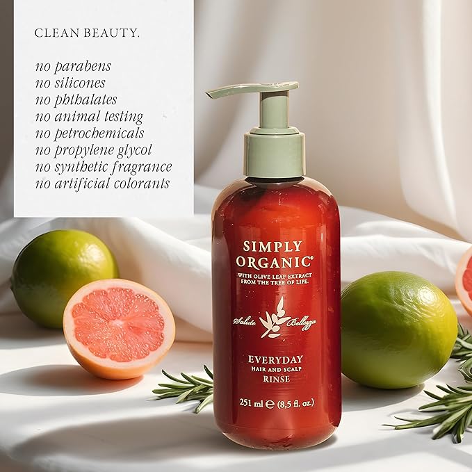 Hair & Scalp Rinse Daily Conditioner, Made in Italy, All Natural Cruelty Free Hair Care for Women & Men, Organic Olive Oil, Jojoba Oil, Spruce Tree Extract, 251ml/8.5floz, EVERYDAY