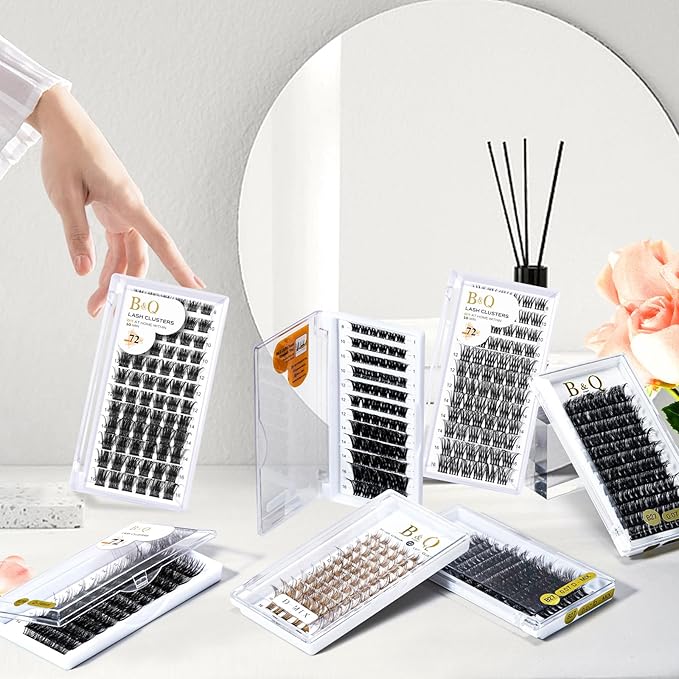 Lash Clusters B07 D Curl 18mm DIY Eyelash Extensions 72 Clusters Lashes C D Curl B&Qaugen LASH Mega Volume Individual Lashes Eyelash Clusters Extensions Individual Lashes Cluster at Home (B07,D-18mm)