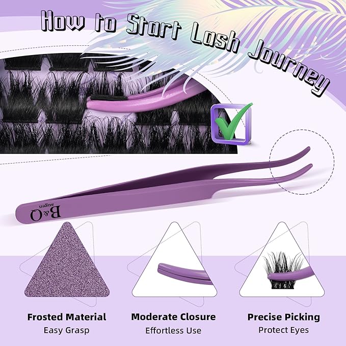 B&Q Lash Extension Kit F03 Eyelash Extension Kit 144 PCS Ultralight Eyelash Clusters Lash Clusters Kit 8-18MIX DIY Ultra-Soft False Eyelashes at Home with Lash Applicator Tools (Kit，F03)