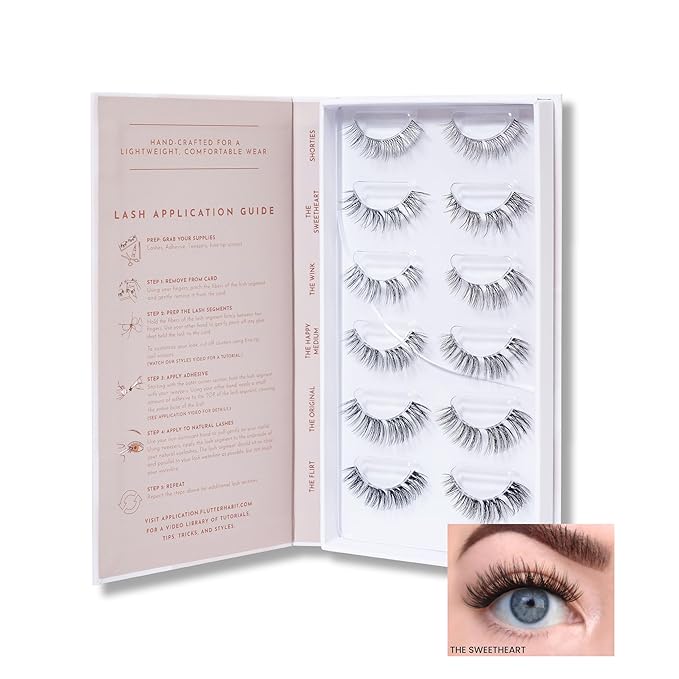 FlutterHabit Classic Collection Box, DIY Lash Extensions, Lash Clusters Kit, Up to 10 Day Wear, Natural & Classic Lashes, Salon Quality Eyelashes Extensions, 6 Sets of Lashes, No Lash Glue Included