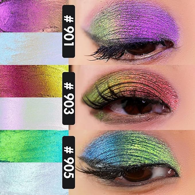 CHARMACY Multichrome 2 in 1 Cream Eyeshadow Stick, Waterproof Eye Brightener Highlighter Stick Makeup, High Pigmented, Smudge-Proof, Vegan & Cruelty-Free (SET1-901/903/905)