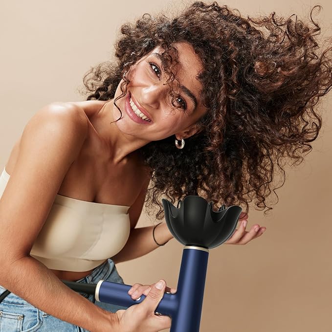 YAPOY Professional Hair Dryer with Diffuser Fast Drying 200 Million Ionic Blow Dryer with 110, 000 RPM High-Speed No Heat Damage Intelligent Thermo-Control Low Noise, Blue