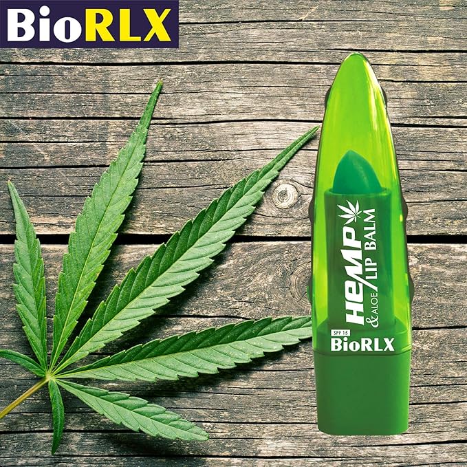 BioRLX 99% Purity Aloe Vera Lip Balm - Natural Moisturizing Unisex Lip Care for Hydrated and Radiant Lips (Hemp Oil & Aloe Vera, 0.12 Ounce (Pack of 1))