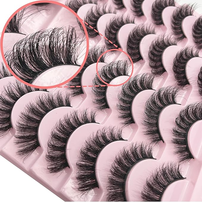 Russian Strip Lashes Yasnai DD Curl False Eyelashes Fluffy Cat eye Faux Mink Lashes Natural Eye Lashes 14 Pairs Pack