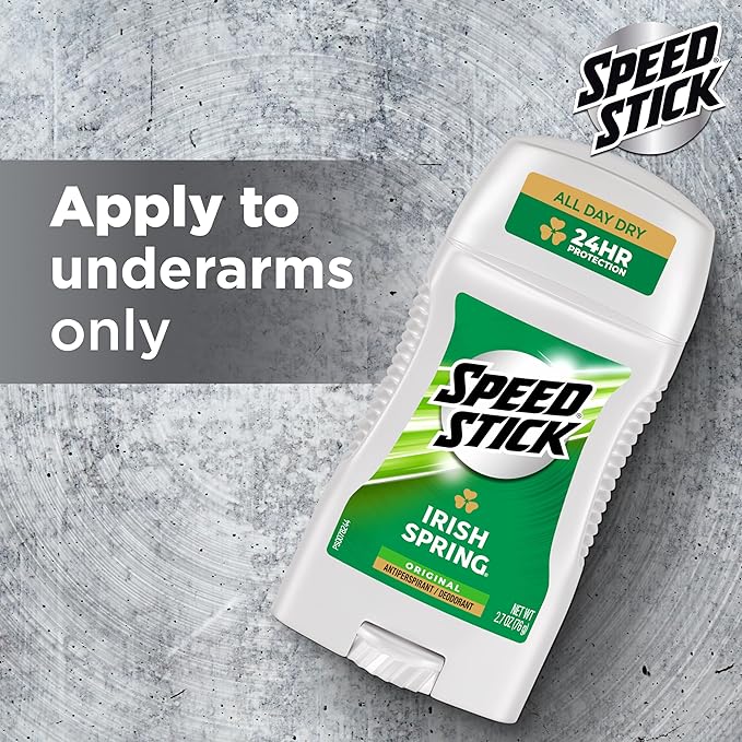 Speed Stick Men's Antiperspirant Deodorant, Irish Spring Scented, 3 Ounce, 4 Pack