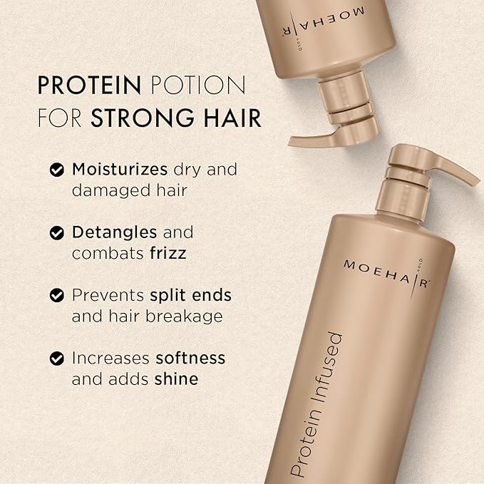MOEHAIR Protein Infused Hair Conditioner (32 Fl oz) for Chemically Treated, Damaged Dry Hair | Smoothens Split Ends | Adds Shine and Luster