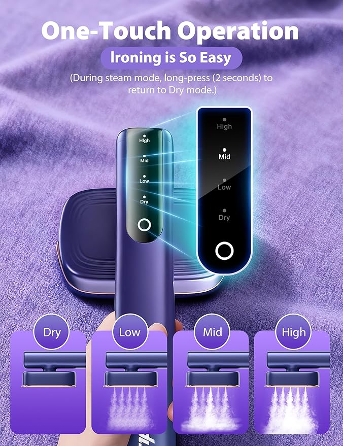 Travel Steamer for Clothes,1200W&25g/min Steam Iron Quilting & Sewing, Portable Handheld Garment Steamer,35mins Runtime & 180ml Large Tank,15s Fast Heat-up,Ceramic Panel,Wrinkle Remover for Travel