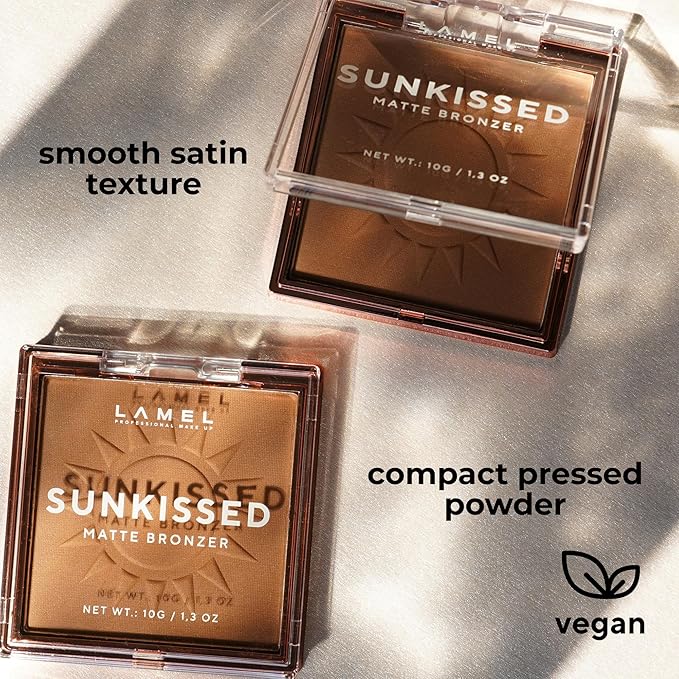 Sunkissed Matte Bronzer Face Powder - Non-Shimmer, Long Lasting, Non-Greasy Bronzing Organic Makeup Formula - Matte Finish - Natural Tan Skin - N. 402-0.35oz.
