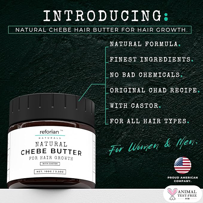 Chebe Hair Butter for Deep Moisturization, Thickening and Frizz Control, Chebe Butter for Hair Growth Made with African Hair Grease for All Hair Types of Men & Women