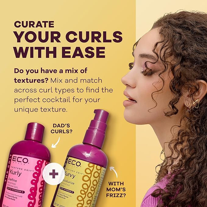 Eco Style, Texture Edit, Kurvy Moisturize Hydrating Foam for Type 2a to 2c wavy hair - Prep your hair for any style with lightweight leave in conditioner for curly hair 8oz