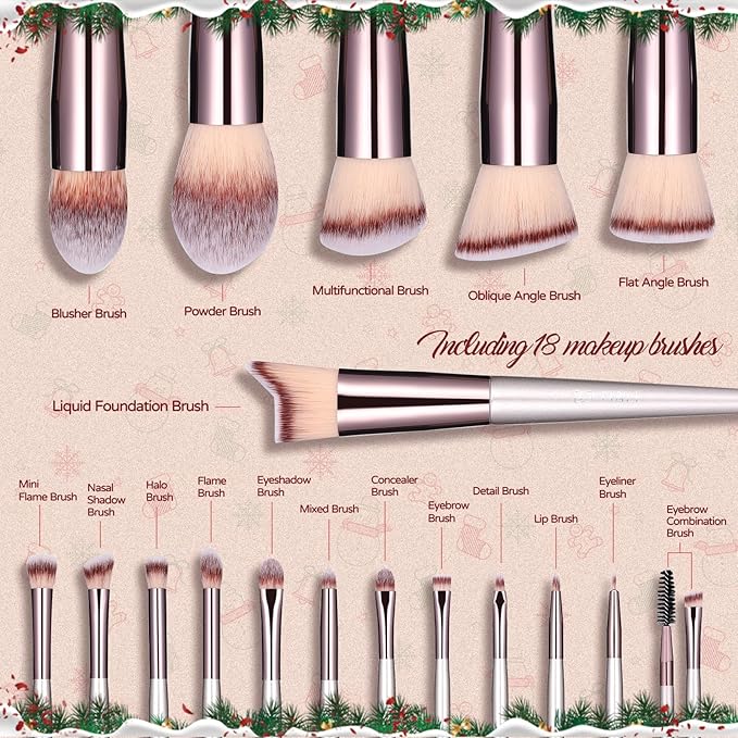BS-MALL Makeup Brush Set 18 Pcs Premium Synthetic Foundation Powder Concealers Eye shadows Blush Makeup Brushes with black case