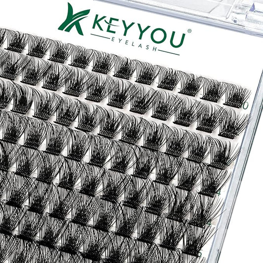 Lash Clusters 96pcs Individual Lashes Y03 D Curl 10-18MIX Cluster Lashes KEYYOU Volume Wispy Lash Extension Soft&Comfortable Easy DIY at Home(Y03 D-10-18MIX)