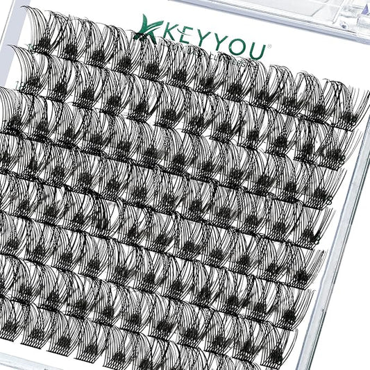 Lash Clusters,96 Pcs Cluster Lashes D Curl 10mm DIY Lash Extensions Eyelash Clusters,KEYYOU Volume Wispy Individual Lashes Soft&Comfortable Easy DIY at Home(Y13,D-10mm)