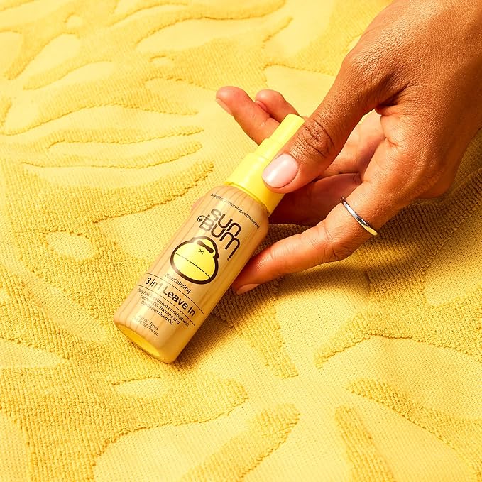 Sun Bum Revitalizing 3 in 1 Leave In Conditioner - Anti Frizz Detangler - Color Safe with UV Protection - Enriched with Coconut Oil and Banana - 1.5 oz (Pack of 3)