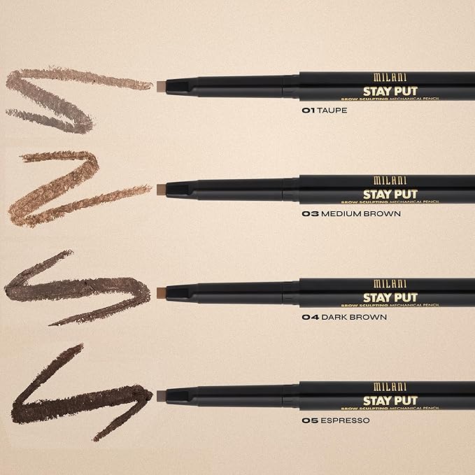 Milani Stay Put Brow Sculpting Mechanical Pencil - Medium Brown (0.01 Ounce) Cruelty-Free Long-Lasting Eyebrow Pencil that Defines and Shapes Brows