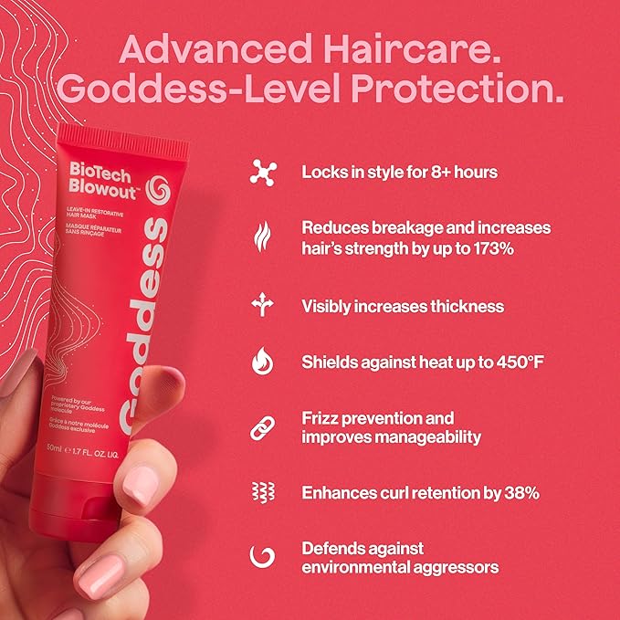 Biotech Blowout Leave-In Restorative Hair Mask, Heat Protectant & Strengthening Treatment for Frizz-Free Volume, Repairs & Shields Up to 450 F, 1.7 Fl Oz