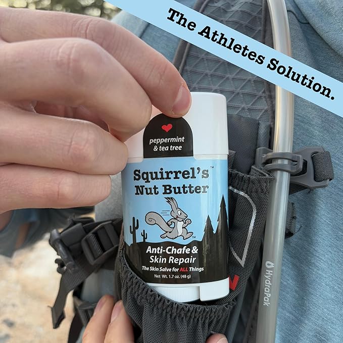 Squirrel's Nut Butter Anti Chafe Stick w/Peppermint & Tea Tree | All Natural Chafe Prevention & Skin Care for Athletes, Runners & Adventurers | Thighs, Arms, Pack Straps & More | 1.7 oz