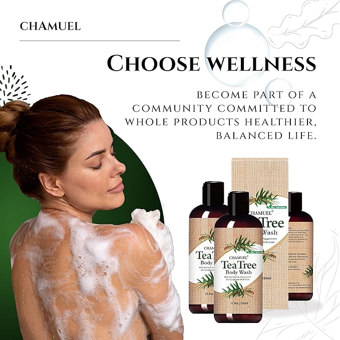 Tea Tree Body Wash - Made With Natural Ingredients To Fights Itchy Skin, Body Odor, Athlete's Foot, Jock Itch & Toenails Issues - Organic Scented - Men & Women (11.8oz)