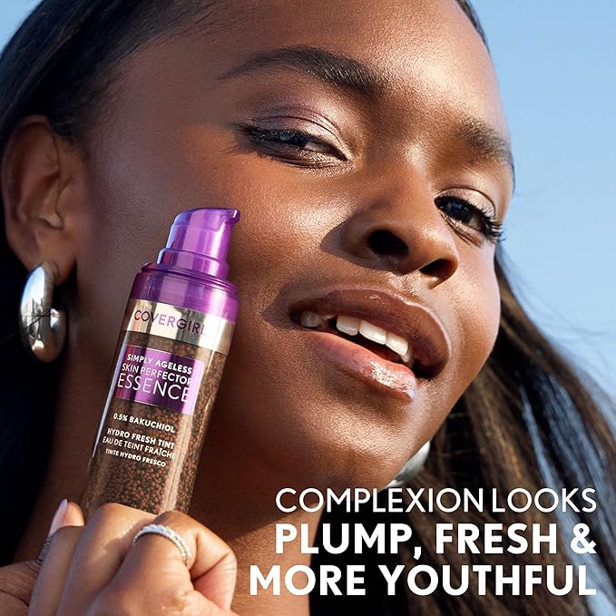 Covergirl Simply Ageless Skin Perfector Essence Foundation, 10 Fair, Tinted Skincare Makeup Hybrid, Sheer Tint, Radiant Finish, Glowy Finish, Vegan Formula, 1.0oz