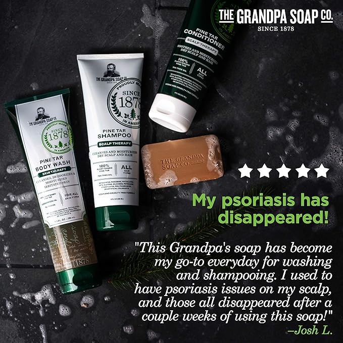 Pine Tar Bar Soap by The Grandpa Soap Company | The Original Wonder Soap | 3-in-1 Cleanser, Deodorizer & Moisturizer | 4.25 Oz. Each 3 Pack