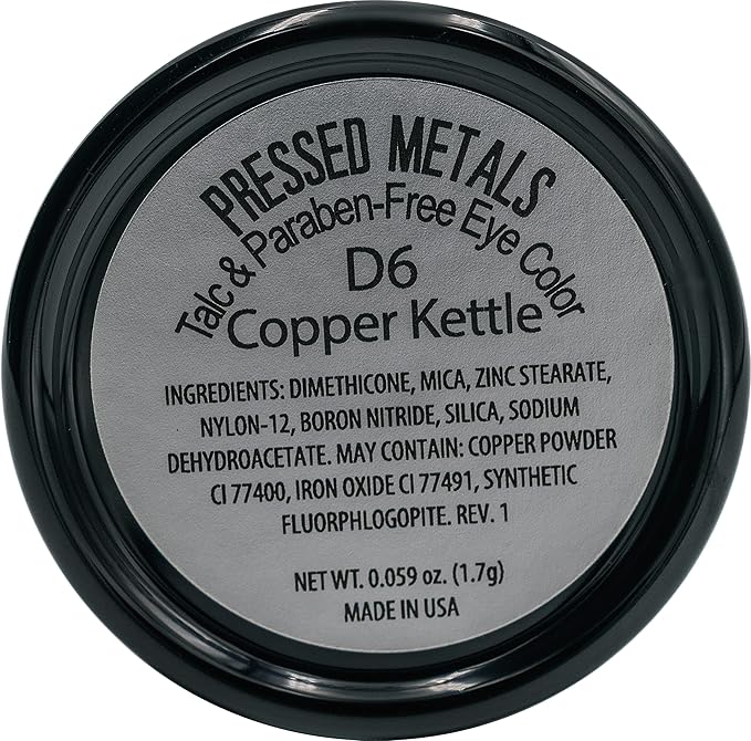 Warm Peach Pink Copper Kettle Red Shimmering Metallic Pressed Powder Single Vegan Eyeshadow; Talc, Paraben & Cruelty Free