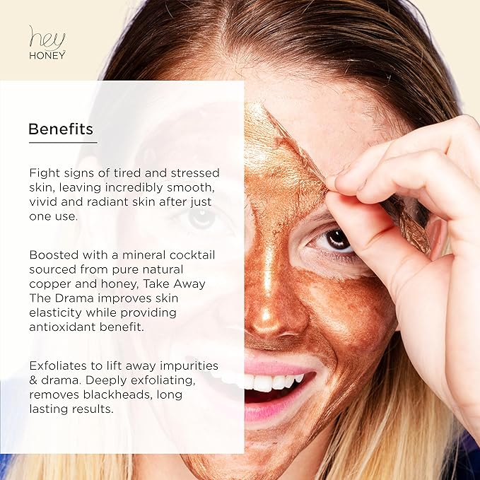Hey Honey Skincare Copper Peel Off Face Mask with Honey, Propolis & Aloe | Hydrating & Exfoliating Facial Mask for Glowing Skin, Pore Cleansing & Anti-Aging Facial for Dull, Tired Skin 2.2 oz.