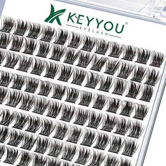 Lash Clusters,96 Pcs Cluster Lashes Y06 D Curl 12mm DIY Lash Extensions Eyelash Clusters,KEYYOU Volume Wispy Individual Lashes Soft&Comfortable Easy DIY at Home(Y06,D-12mm)