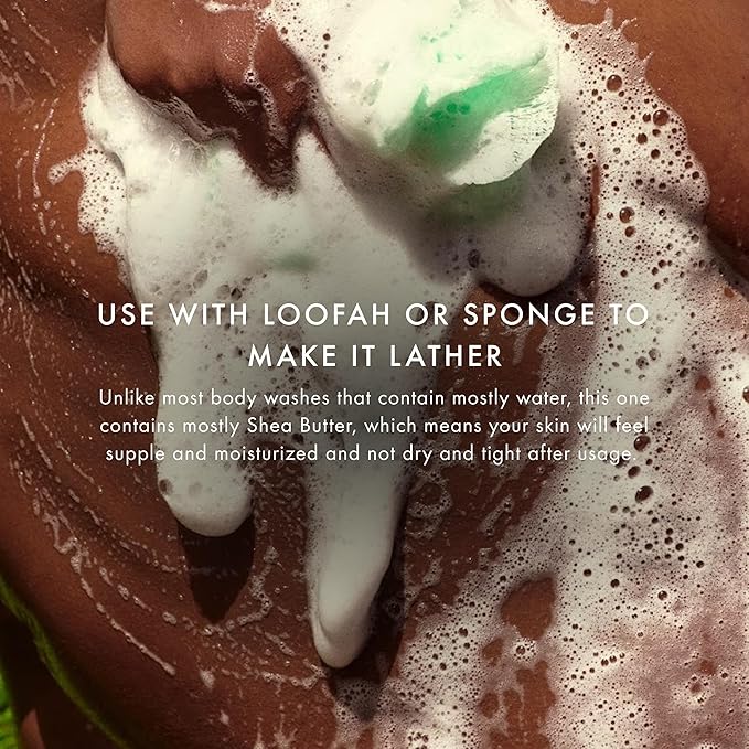 Non-Stripping Butter Cream Body Wash, Shea Butter Body Wash, Exfoliating & Moisturizing Liquid Soap, Ugandan Vanilla + Ethiopian Honey