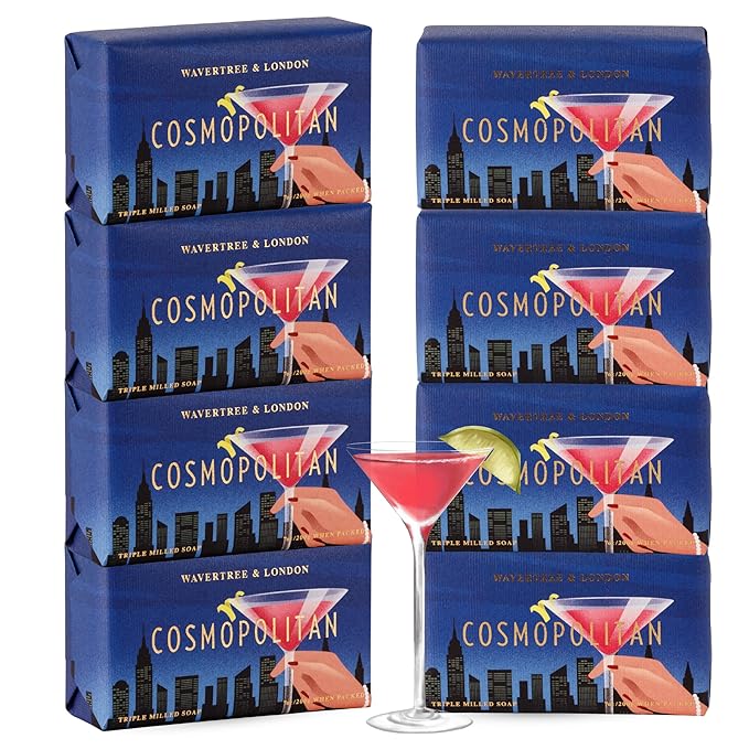 Wavertree & London Cosmopolitan Scented Natural Soap (8 Bars), 7oz Moisturizing French Triple Milled Soap Bars enriched with shea butter - Pure Plant Oil Bath & Body Bars for All Skin Types