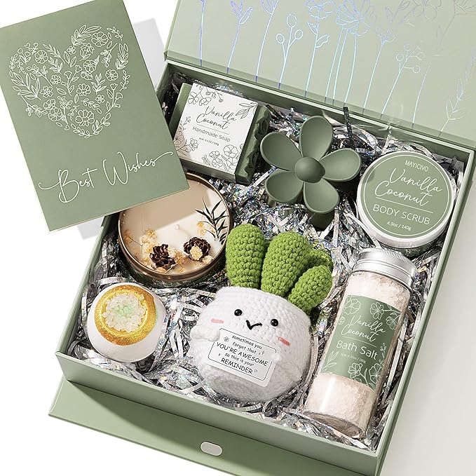 Spa Gifts for Women Bath Gift Set, Vanilla Coconut Relaxing Spa Gift Baskets Home Bath Set Self Care Kit Care Package Thank You Birthday Valentines Day Gifts for Her Women Mom Friend Sister Teen Girl