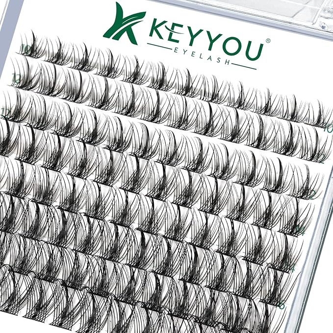 Lash Clusters,96 Pcs Cluster Lashes D Curl 10-18MIX DIY Lash Extensions Eyelash Clusters,KEYYOU Volume Wispy Individual Lashes Soft&Comfortable Easy DIY at Home(Y09,D-10-18MIX)