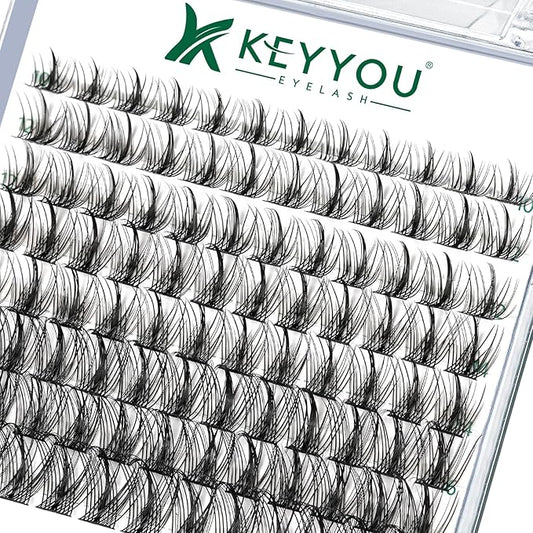Lash Clusters,96 Pcs Cluster Lashes D Curl 10-18MIX DIY Lash Extensions Eyelash Clusters,KEYYOU Volume Wispy Individual Lashes Soft&Comfortable Easy DIY at Home(Y09,D-10-18MIX)