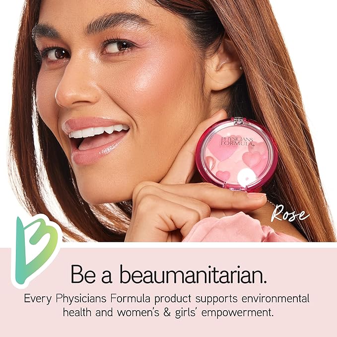 Physicians Formula Happy Booster Glow & Mood Boosting Blush, Silky Smooth Formula, Hypoallergenic, Blends Easily with Radiant Finish – Rose